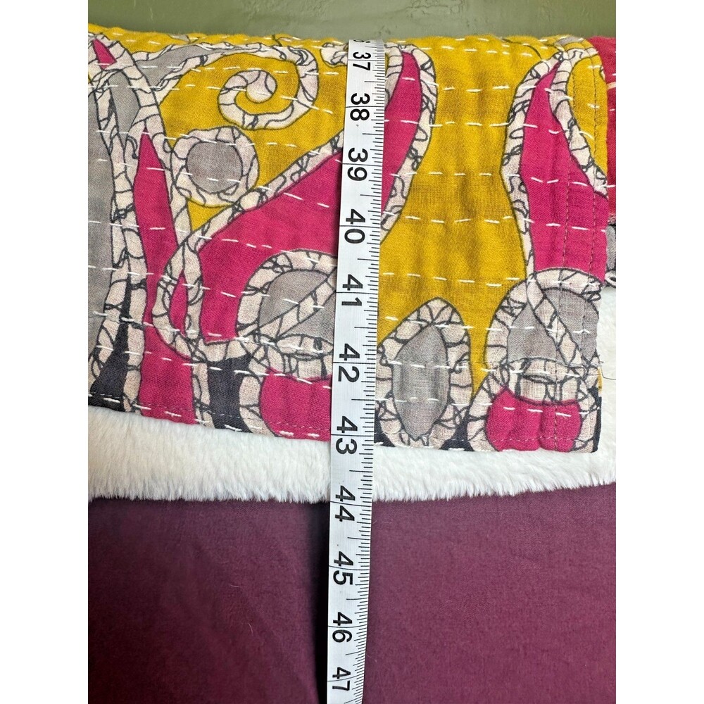 Women's Handmade Kantha Jacket Cotton Sari Robe Coat S/M Indian Boho Hippy OOAK - Picture 5 of 10